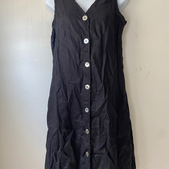 Vintage Navy Linen Abalone Shell Dress - S main image 0